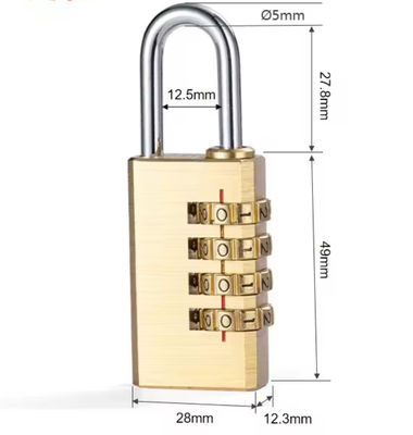Copper Digits Password Padlock Combination For Luggage Bag 50mm