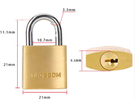Sturdy Keyed Small 32mm Brass Padlock Rectangular Hardened Steel