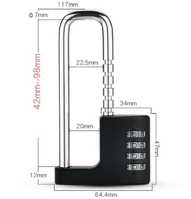 ODM Extra 50mm Long Shackle Padlock Weatherproof Mechanical U Combination